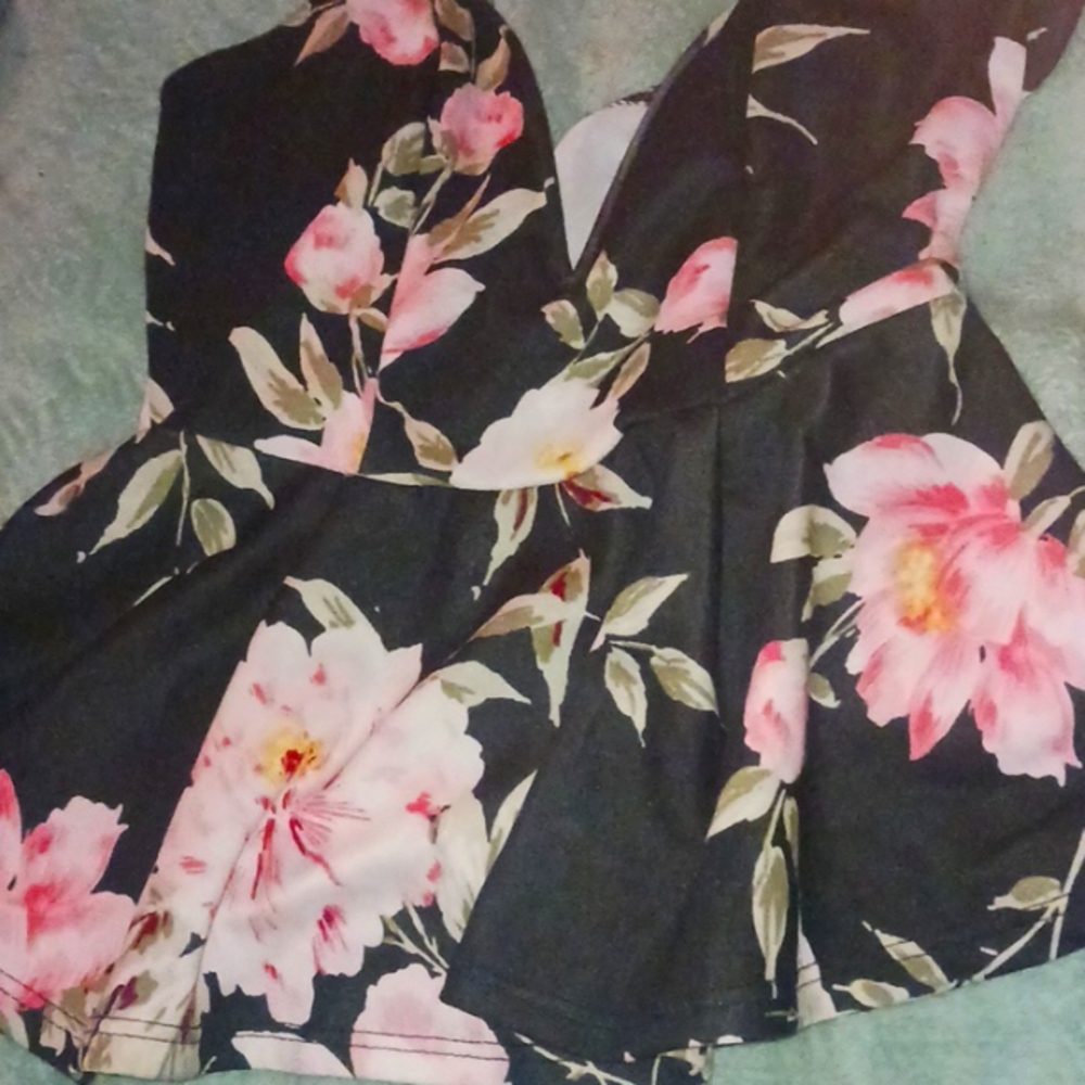 Charlotte Russe, Size Small, Floral on a black back drop